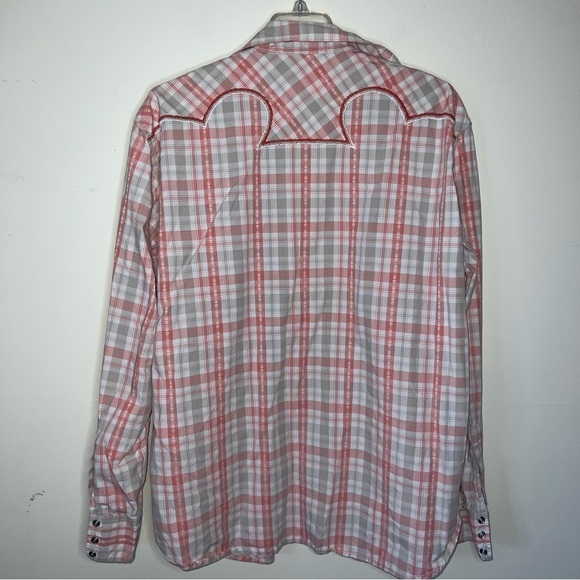 Lucky Brand Sportswear Western Style Pink Plaid Snap Front Cotton Shirt Size XL - Picture 6 of 13